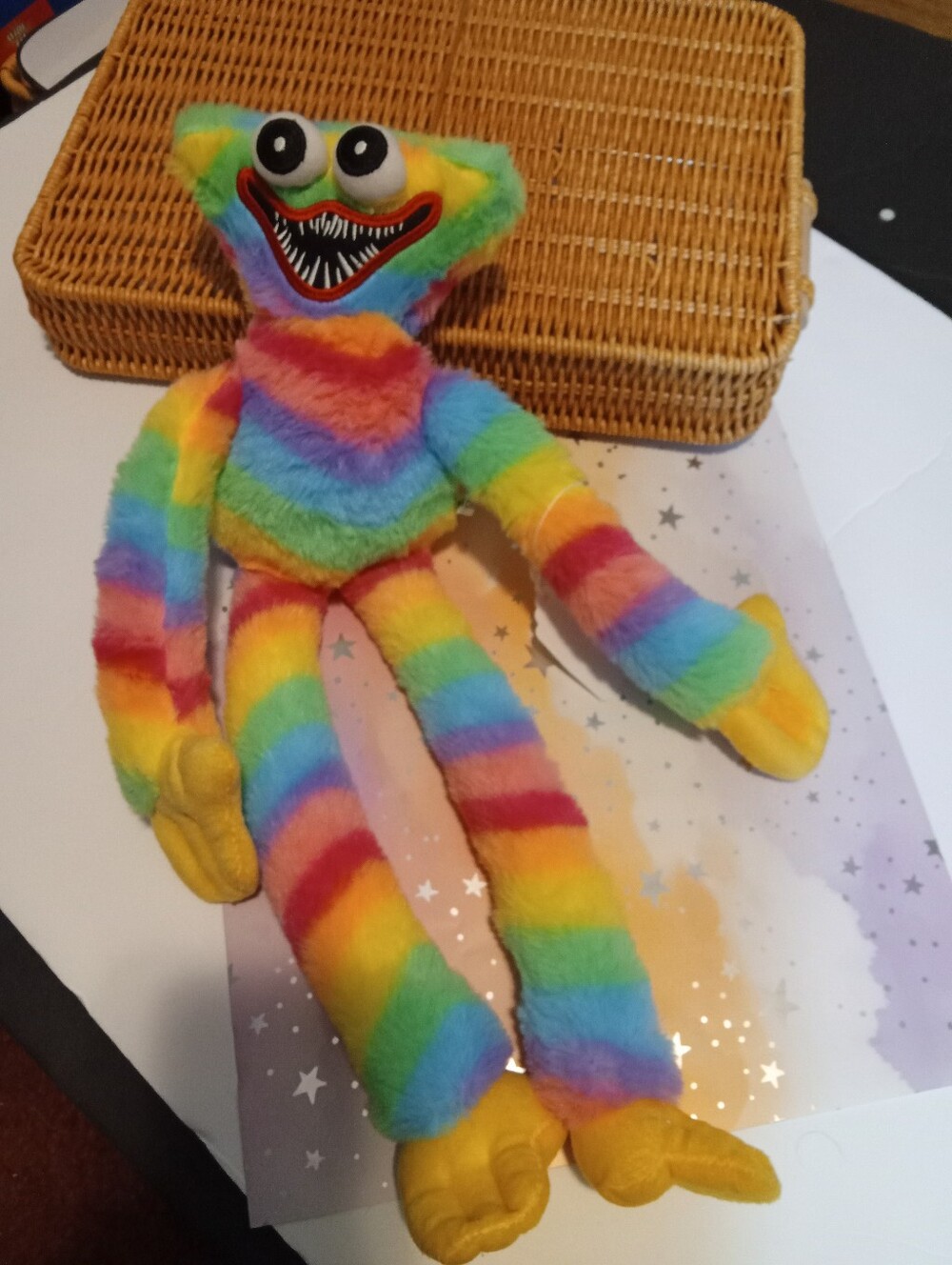 Rainbow Striped Plush Monster Toy - Colorful Kids Plush
